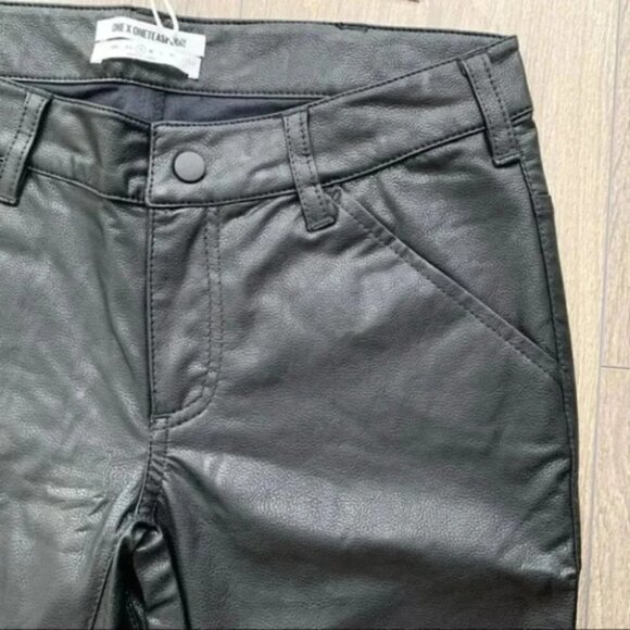 Free People One Teaspoon Faux Leather Pants Leggings Black Straight Leg - Picture 8 of 16